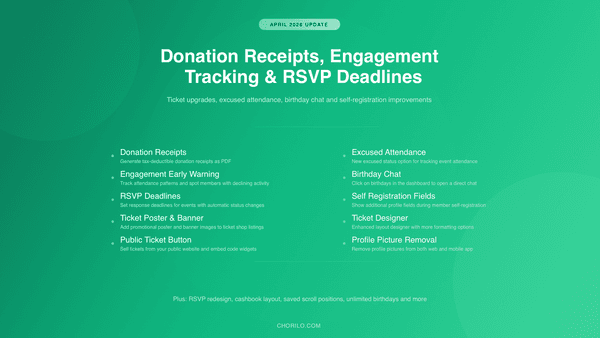 April 2026: Donation Receipts, Engagement Tracking and RSVP Deadlines
