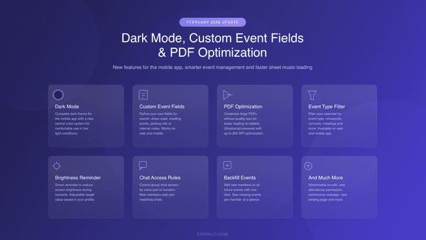 February Update: Dark Mode, Custom Event Fields and PDF Optimization
