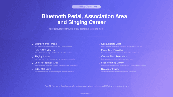Late April 2026: Bluetooth Pedal, Association Area and Singing Career