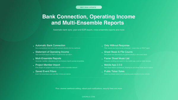 May 2026: Bank Connection, Statement of Operating Income and Multi-Ensemble Reports