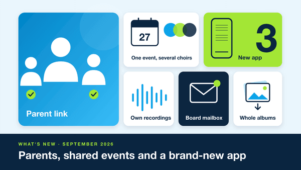 September 2026: Parent link, events for several choirs and much more