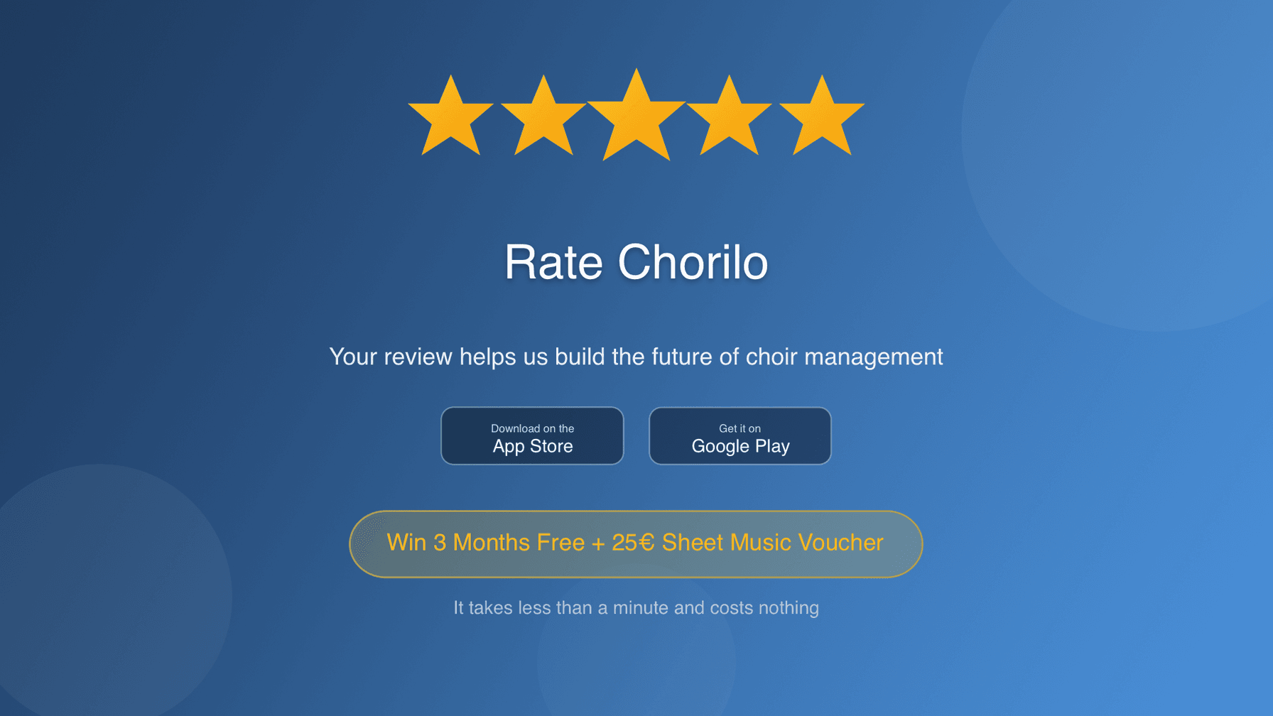 Rate the Chorilo App and Help Us Get Even Better