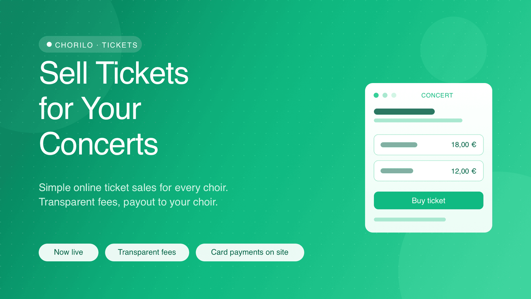 Online Ticket Sales for Concerts: Now Available to Every Choir in Chorilo