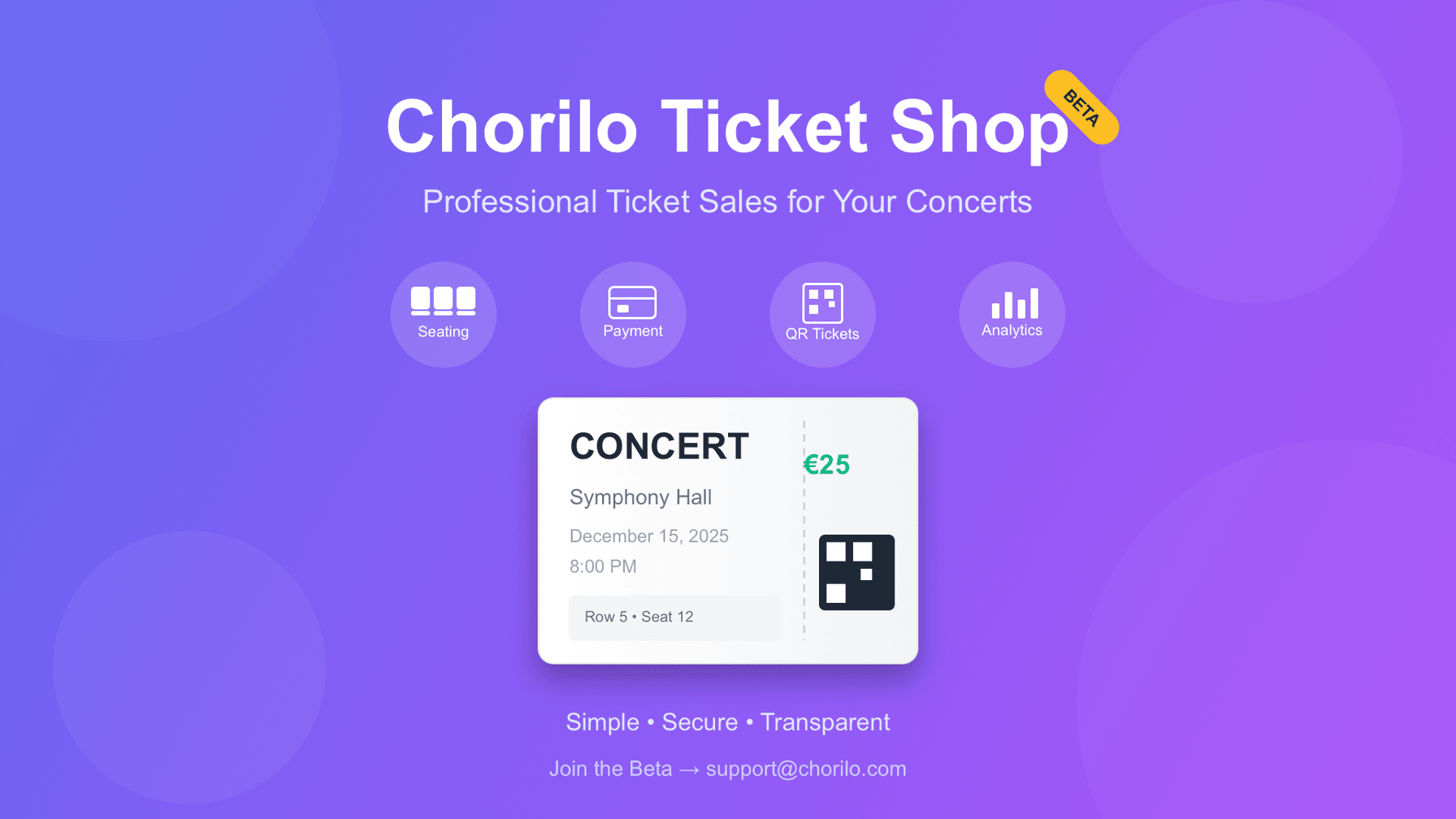 The Chorilo Ticket Shop - Professional Ticket Sales for Your Concerts